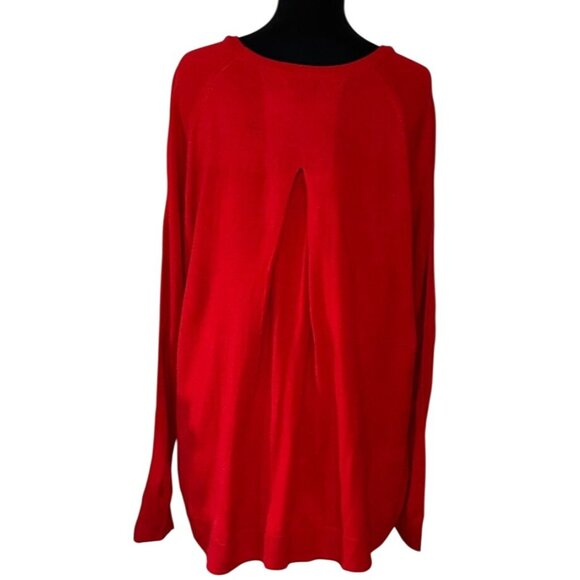 Kohl's APT. 9 Stretch Red Pleated Raglan Pullover Sweater Acrylic Women Size L - Picture 2 of 16
